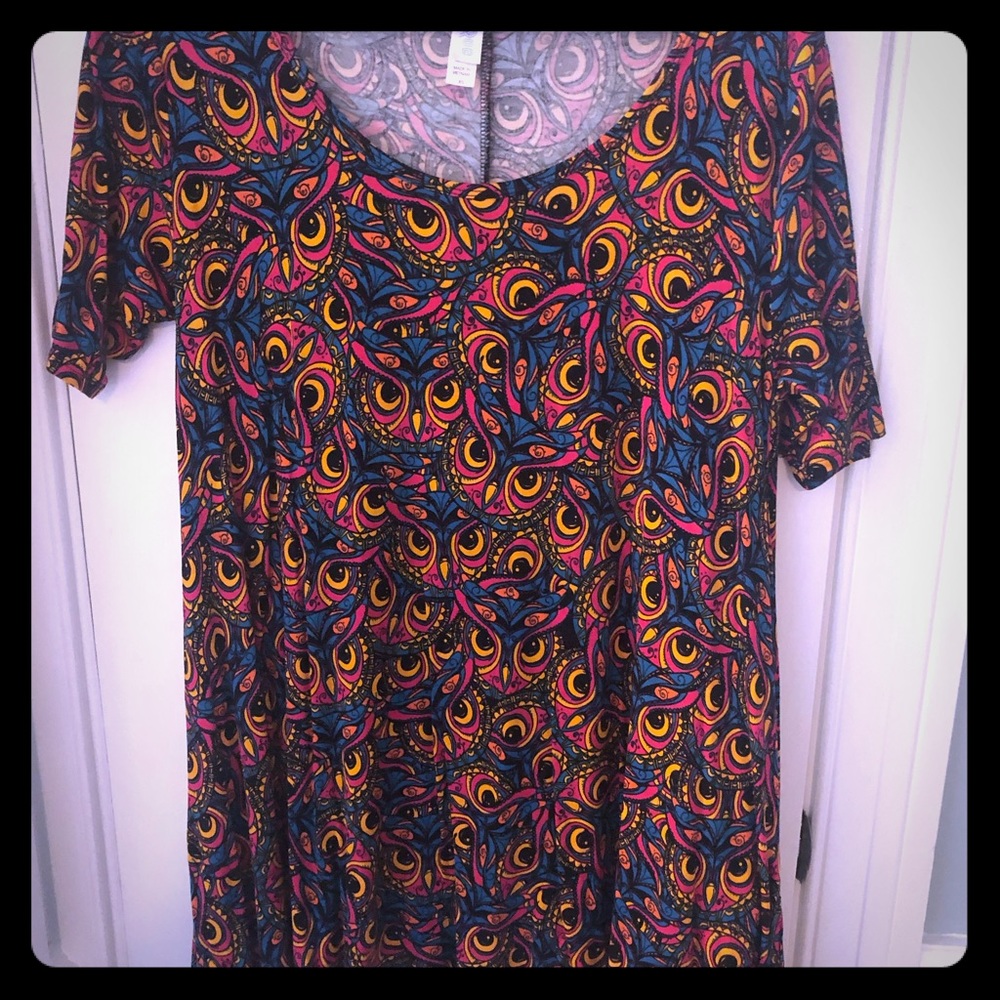 New Lularoe Pink, Blue, and Black Owl XS Top